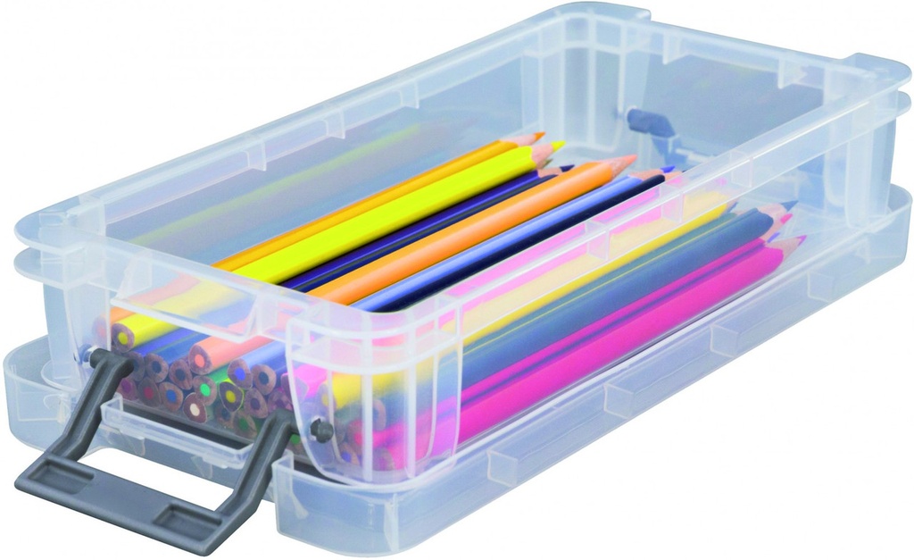 253259 CAJA ALMACENAJE APILABLE TAPA Y ASAS LATERALES 0,75 L. 110X230X50 MM POLIPROPILENO CRISTAL