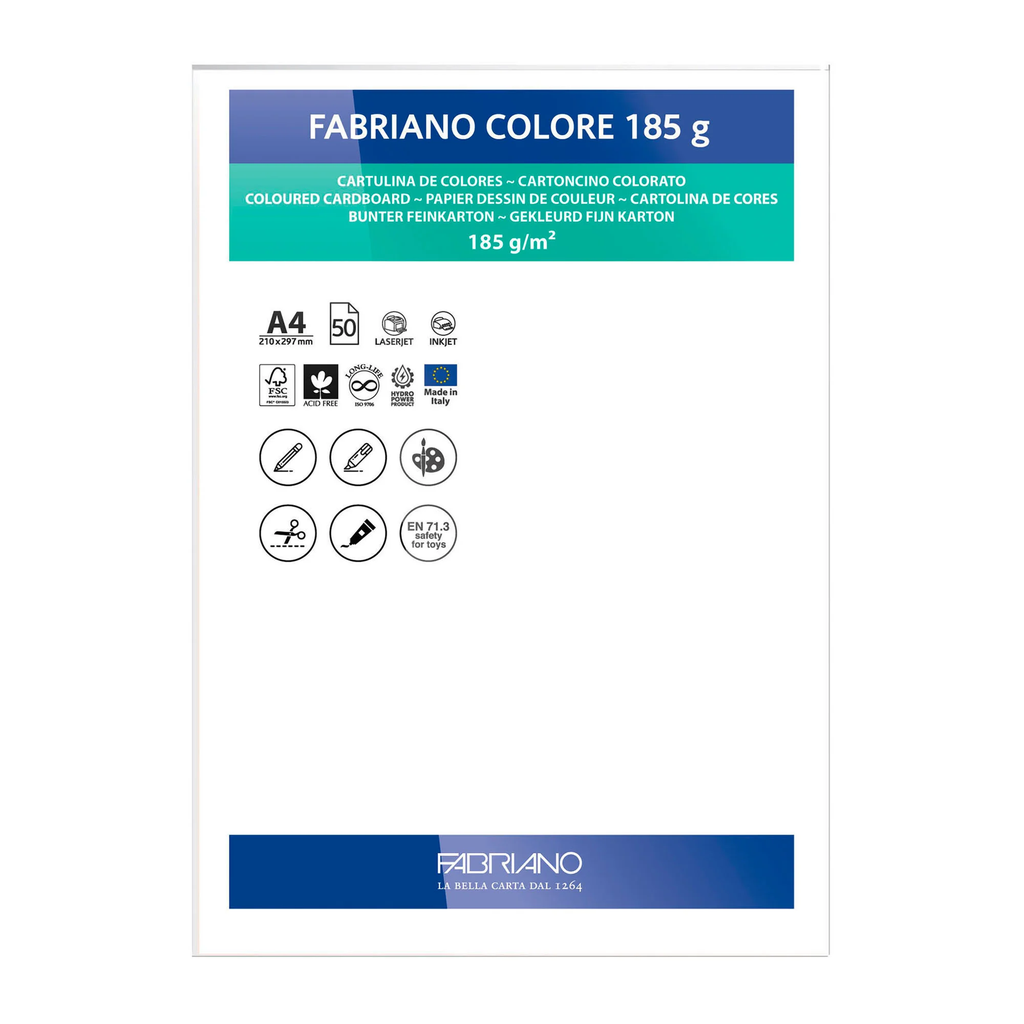 255565 CARTULINA COLORE A3 185 G BLANCO 25 H FABRIANO