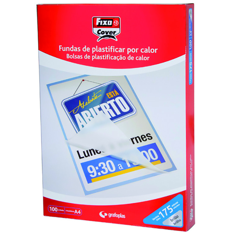 110273 FUNDA PLASTIFICAR A4 BRILLO 216x303MM 125MY (CJ.100) FIXO 01021100
