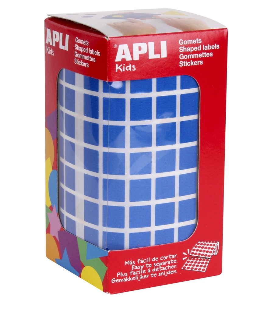 112274 GOMETS CUADRADOS 10x10MM AZUL ROLLO 6372 UDS. APLI 4872