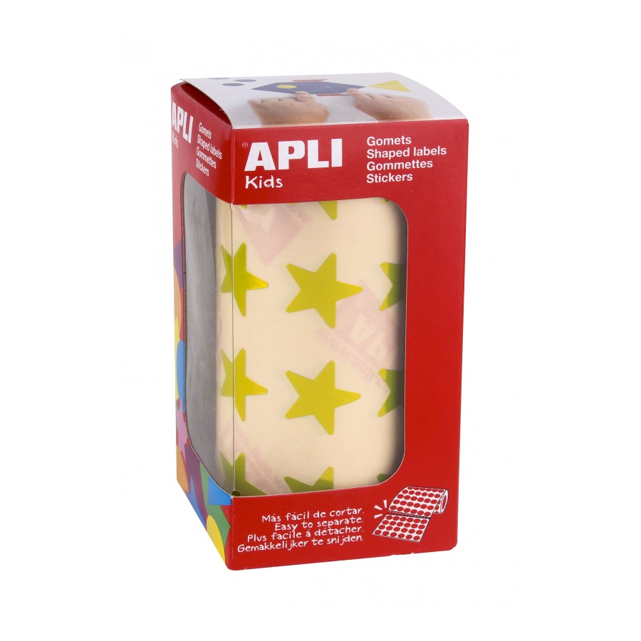 112327 GOMETS METALIZADOS ESTRELLA GRANDES AMARILLO ROLLO 1416 UDS. APLI 12051