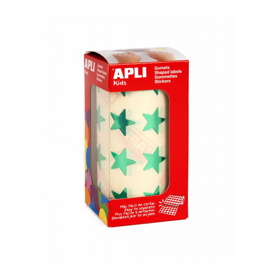 112333 GOMETS METALIZADOS ESTRELLA GRANDES VERDE ROLLO 1416 UDS. APLI 12054
