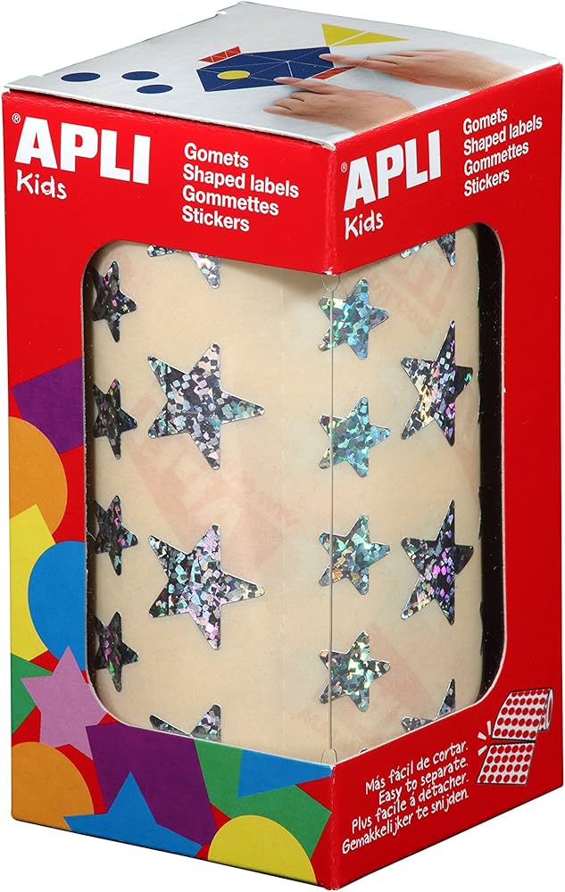 112325 GOMETS METALIZADOS ESTRELLAS GRANDES Y PEQUEÑAS HOLOGRAFICO ROLLOS 2360 UDS. APLI 11635