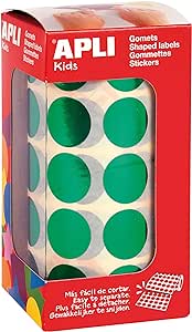 112332 GOMETS METALIZADOS REDONDOS 20MM VERDE ROLLO 1770 UDS. APLI 12050