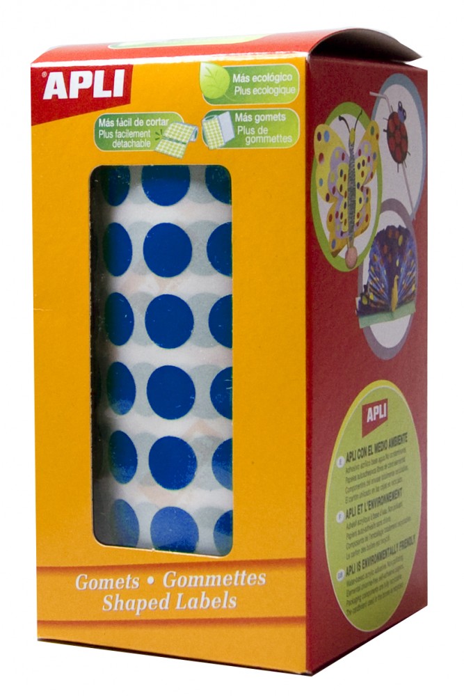112253 GOMETS REDONDOS 20MM AZUL ROLLO 1770 UDS. APLI 4860