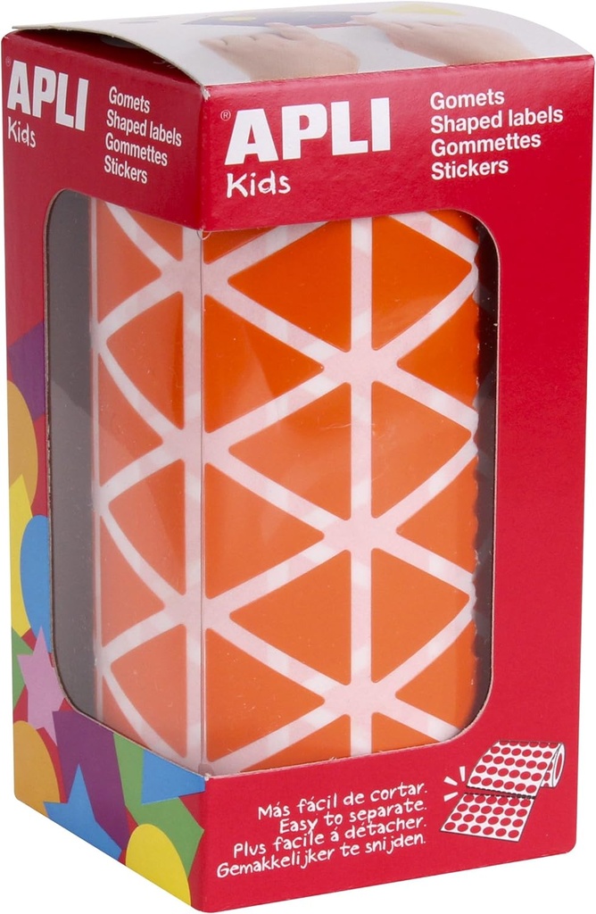 112268 GOMETS TRIANGULARES 20x20x20MM NARANJA ROLLO 2596 UDS. APLI 11493