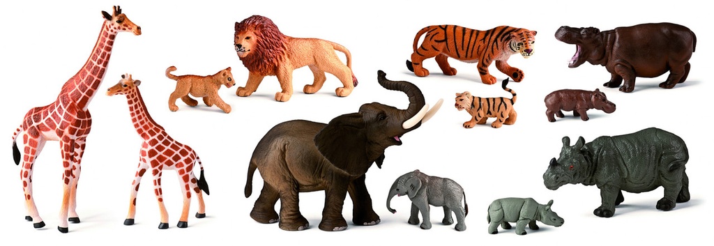 252340 JUEGO MINILAND ANIMALES SELVA CON CRIAS 12 FIGURAS 25137