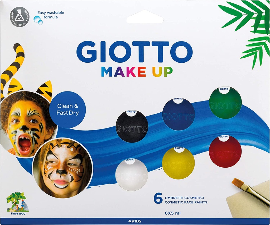 253923 MAQUILLAJE PINTURA FACIAL SET 6 UDS GIOTTO 5 Ml COLORES CLASICOS.