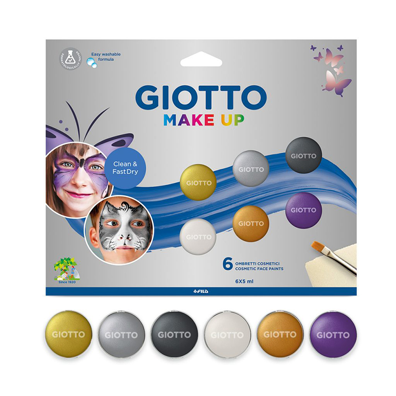 253924 MAQUILLAJE PINTURA FACIAL SET 6 UDS GIOTTO 5 Ml COLORES METALICOS