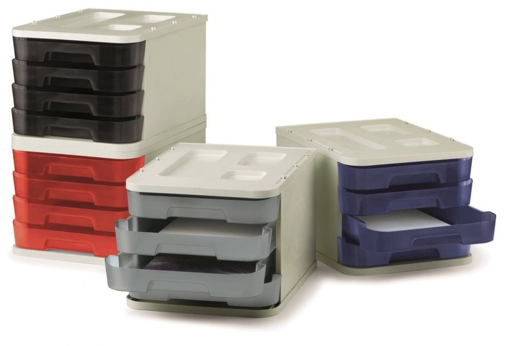 113577 MODULO APILABLE PLASTICO 4 CAJONES 28,5X37,5X23CM GR/NG FAIBO 1000-02