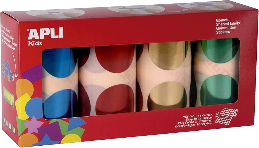 254768 PACK 4 ROLLOS GOMETS XXL REDONDOS Ø 45MM AZ/RO/AM/VE METALIZADOS 1416U APLI 18303
