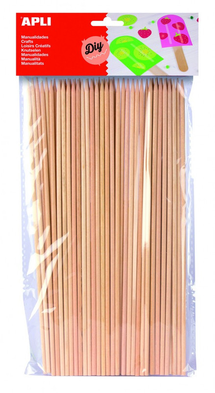 255504 PALOS DE PINCHO DE MADERA NATURAL 50 UDS. APLI 13483