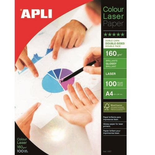 160151 PAPEL A4 160GR 100H. FOTOGRAFICO LASER GLOSSY DOBLE CARA APLI