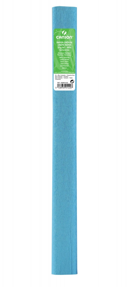 113717 PAPEL CREPE 0,50X2,50M 60% AZUL TURQUESA CANSON