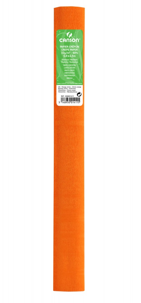 113712 PAPEL CREPE 0,50X2,50M 60% NARANJA ZINNIA CANSON