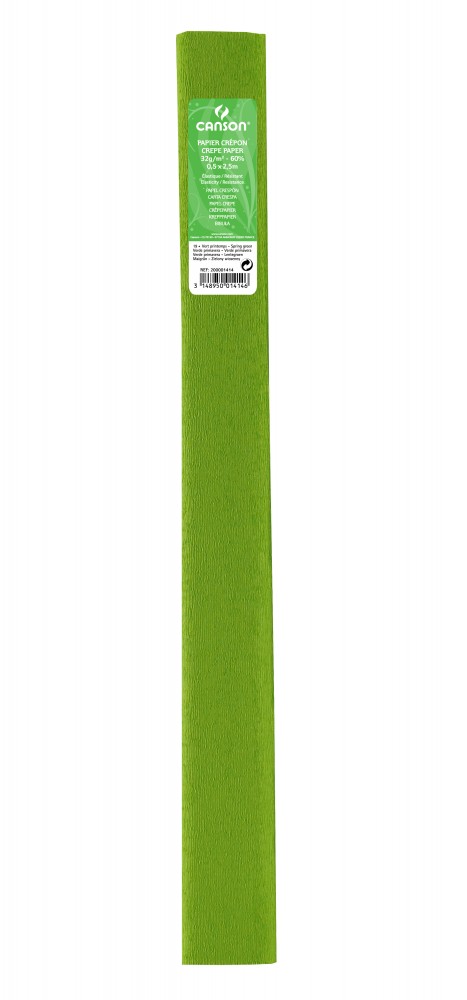 113714 PAPEL CREPE 0,50X2,50M 60% VERDE PRIMAVERA CANSON
