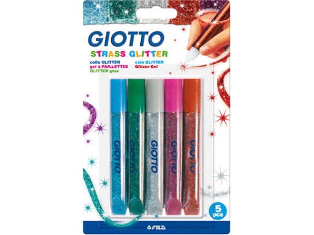 117002 PEGAMENTO GLITTER STRASS 10,5ML BLISTER 5UDS GIOTTO