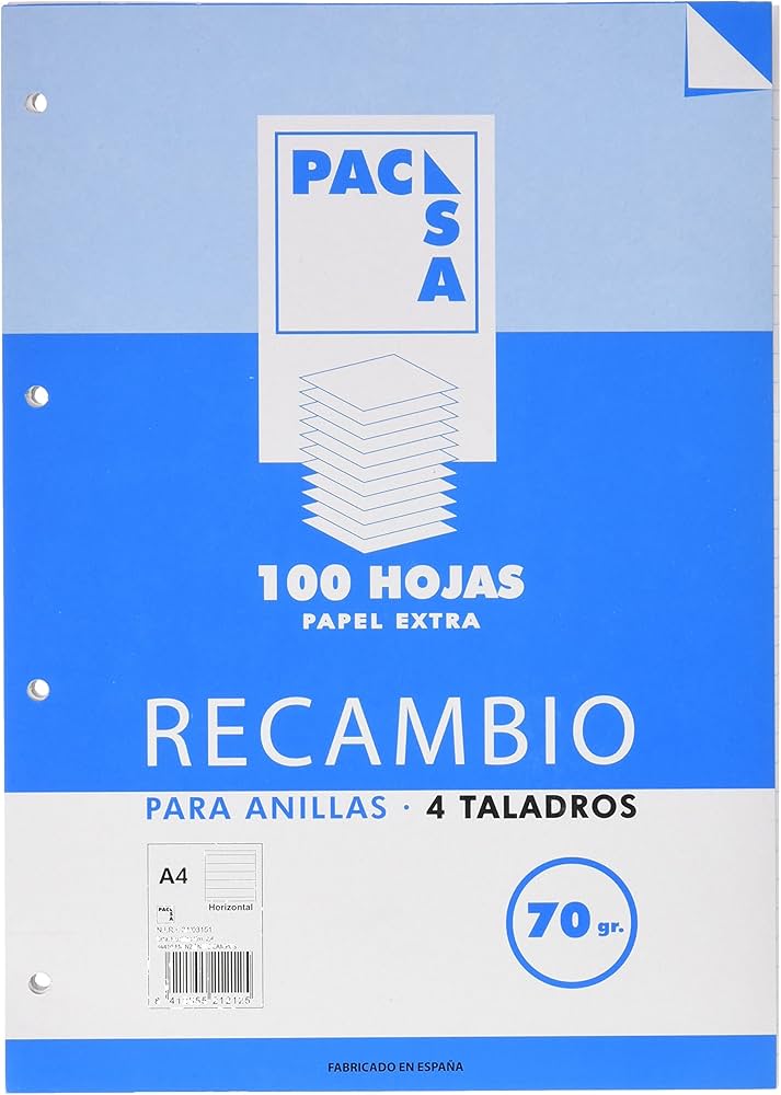 113985 RECAMBIO A4 100HJ 4 TALADROS HORIZONTAL MRG 70G PACSA