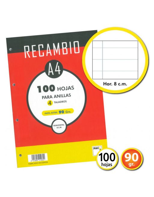 113992 RECAMBIO A4 100HJ 4 TALADROS HORIZONTAL MRG 90G PACSA