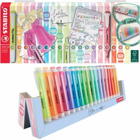 255715 ROTULADOR FLUORESCENTE STABILO SWING COOL - SET DE MESA 18 UDS ( 8 FLUOR + 10 PASTEL) 275/18-01-5