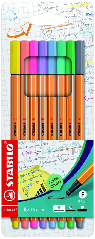 250181 ROTULADOR POINT 88 ESTUCHE 8 UDS PASTEL STABILO 88/8-01