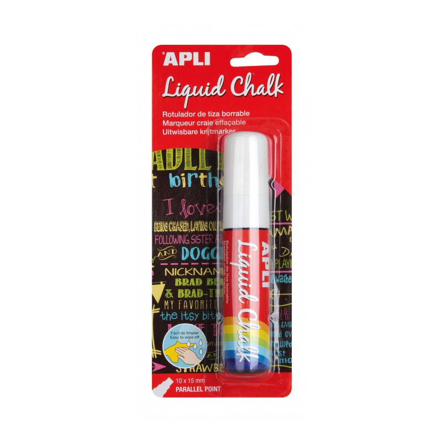 115778 ROTULADOR TIZA LIQUIDA PTA.BISELADA 15MM BLANCO LIQUID CHALK APLI