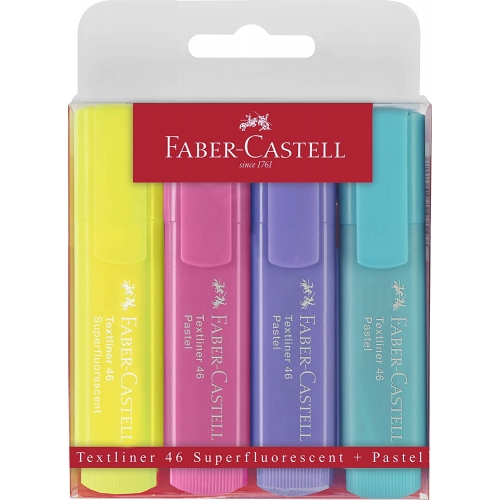 250066 ROTULADORES FLUOR PASTEL TEXTLINER ESTUCHE 4 SURTIDOS FABER CASTELL