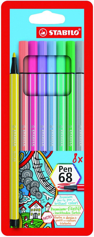 250180 ROTULADORES PEN 68 ACUARELABLE PASTEL CJ.8 UDS 1MM. 68/8-01