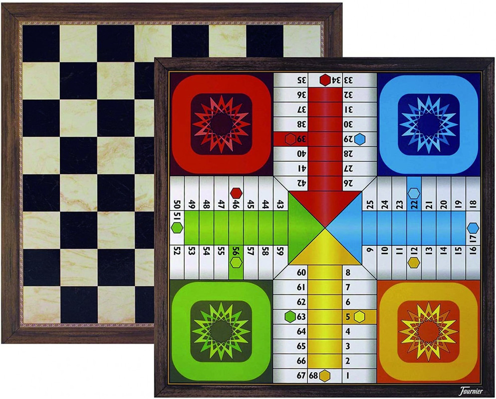 254888 TABLERO PARCHIS-AJEDREZ 4JUGADORES 40x40CM FOURNIER