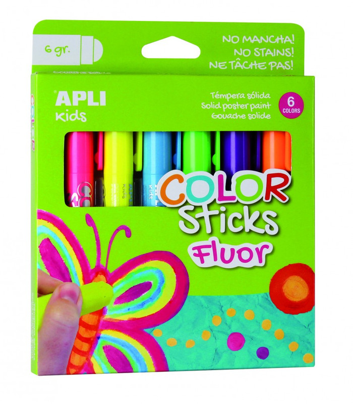 118562 TEMPERA SOLIDA FLUOR 6 UDS. STICK 6G APLI 14404