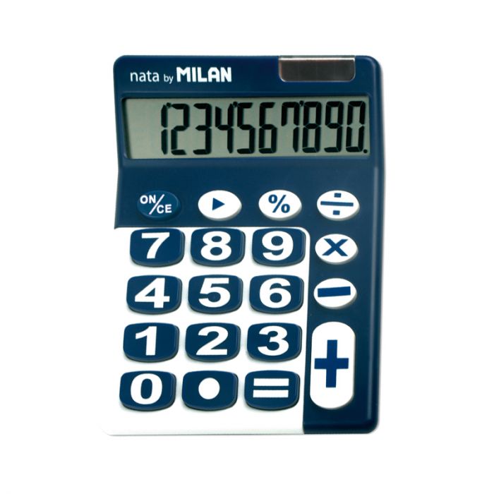 257912 BLÍSTER CALCULADORA AZUL Y BLANCO 10 DÍGITOS, TECLAS GRANDES MILAN