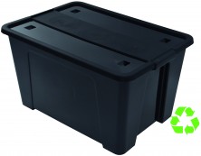 258360 CAJA DE ALMACENAJE SOSTENIBLE CON TAPA Y RUEDAS 52 L 400X570X320 MM NEGRO ARCHIVO 2000