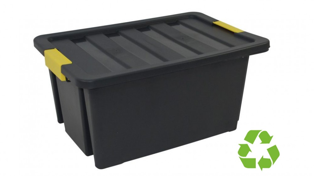 258361 CAJA DE ALMACENAJE SOSTENIBLE CON TAPA Y RUEDAS 55 L 430X630X300 MM NEGRO ARCHIVO 2000