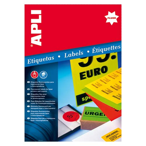 [2877] 115792 ETIQUETAS FLUOR VERDE A4 99,1X67,7 CANTOS ROMOS 20H. 160U APLI
