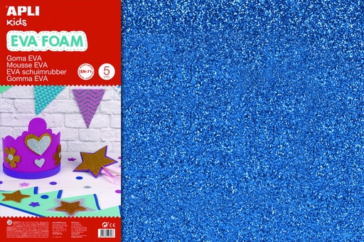 [13435] 255502 GOMA EVA PURPURINA AZUL 600X400X2MM 3 HOJAS APLI 13435