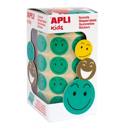 [14373] 116871 GOMETS CARA FELIZ VERDES ROLLO 900UDS. APLI. 14373