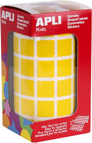 [12475] 112307 GOMETS CUADRADOS 15x15MM AMARILLO ROLLO 2832 UDS. APLI 12475