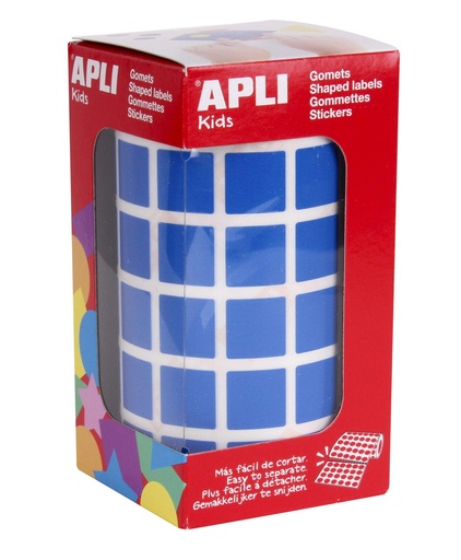 [12476] 112277 GOMETS CUADRADOS 15x15MM AZUL ROLLO 2832 UDS. APLI 12476