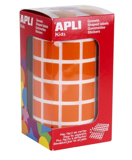[12479] 112280 GOMETS CUADRADOS 15x15MM NARANJA ROLLO 2832 UDS. APLI 12479