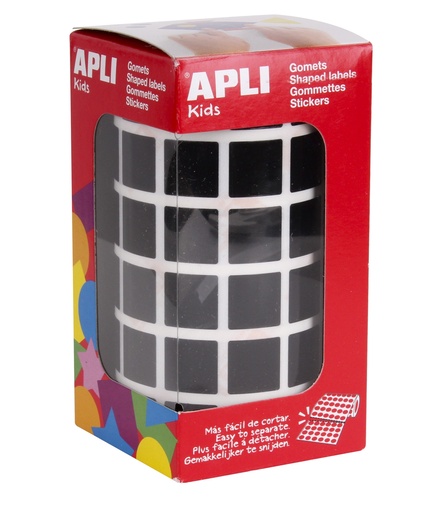 [12480] 112281 GOMETS CUADRADOS 15x15MM NEGRO ROLLO 2832 UDS. APLI 12480
