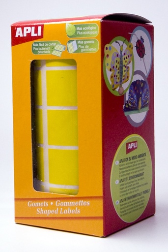 [4875] 112308 GOMETS CUADRADOS 20x20MM AMARILLO ROLLO 1770 UDS. APLI 4875