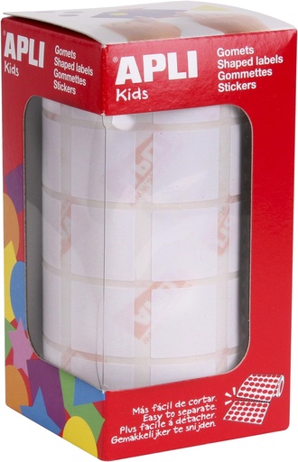 [11907] 112290 GOMETS CUADRADOS 20x20MM BLANCO ROLLO 1770 UDS. APLI 11907