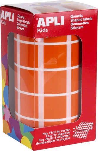 [11498] 112285 GOMETS CUADRADOS 20x20MM NARANJA ROLLO 1770 UDS. APLI 11498