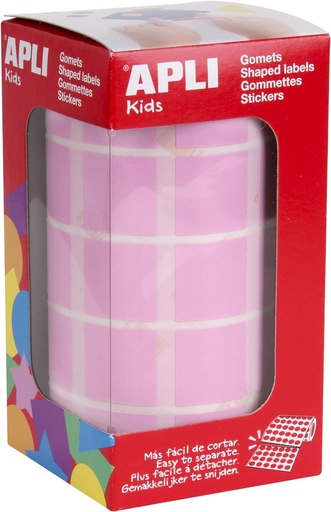 [11499] 112286 GOMETS CUADRADOS 20x20MM ROSA ROLLO 1770 UDS. APLI 11499