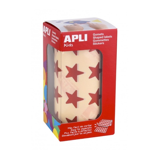 [12053] 112331 GOMETS METALIZADOS ESTRELLA GRANDES ROJO ROLLO 1416 UDS. APLI 12053