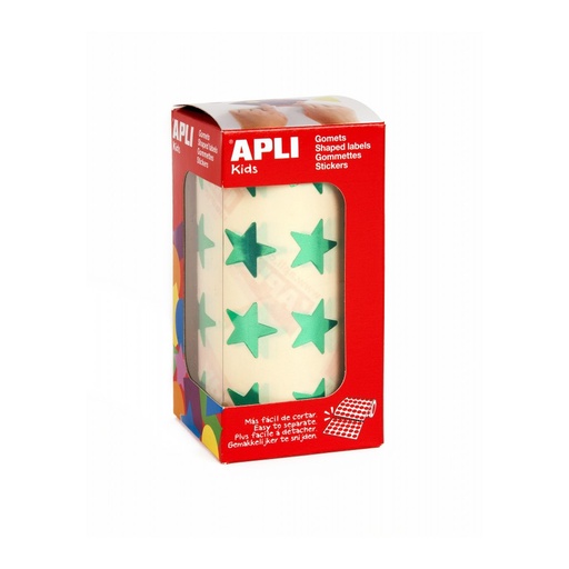 [12054] 112333 GOMETS METALIZADOS ESTRELLA GRANDES VERDE ROLLO 1416 UDS. APLI 12054