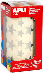 [11117] 112320 GOMETS METALIZADOS ESTRELLAS GRANDES Y PEQUEÑAS PLATA ROLLO 2360 UDS. APLI 11117
