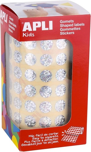 [11628] 112321 GOMETS METALIZADOS REDONDOS 10,5MM HOLOGRAFICO ROLLO 4720 UDS. APLI 11628