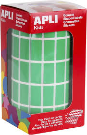 [4886] 112296 GOMETS RECTANGULARES 20x10MM VERDE ROLLO 3540 UDS. APLI 4886