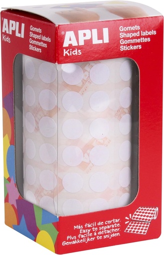 [11903] 112243 GOMETS REDONDOS 10,5MM BLANCO ROLLO 4720 UDS. APLI 11903
